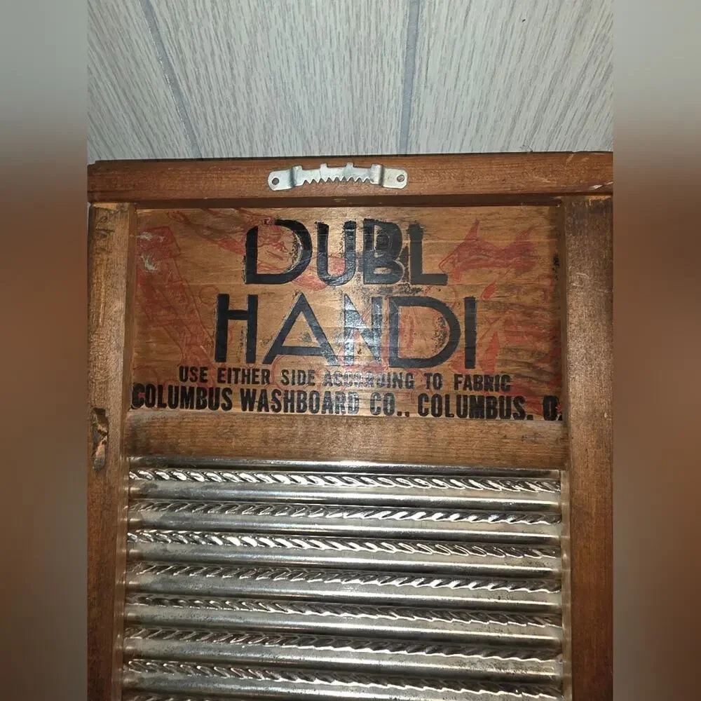 Vtg 70s Handmade Dubl Handi Washboard Shelf & Towel Holder Farmhouse Kithchen
